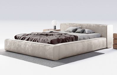 GrainGold Armani Polsterbett mit Bettkasten, Premium Doppelbett