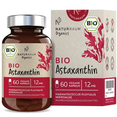 Bio Astaxanthin Kapseln 12 mg Vegan Hochdosiert aus Europa 4-6 Monatsvorrat