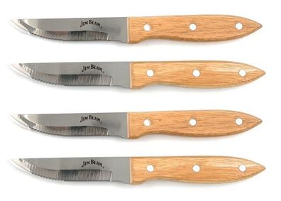 4er Jim Beam Steakmesser Set Messer BBQ Edelstahl mit Holzgriff Steak Knife NEU
