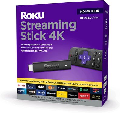 Roku Streaming Stick 4K HDR Dolby Vision Media Player ARD ZDF Netflix Disney+