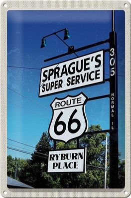 Blechschild 30 x 20 cm Route 66 Kanal Sprague`s Super Service
