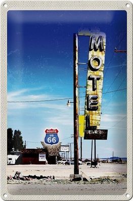 Blechschild 30 x 20 cm Route 66 Motel in der Wüste