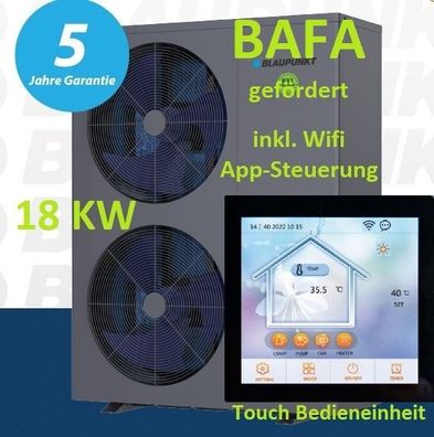 Wärmepumpe Blaupunkt Monoblock Luft/ -Wasser 18kW R32 Wifi, A + + + , BAFA gefördert