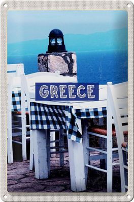 Blechschild Reise 20x30 cm Greece Griechenland Restaurant Meer Schild tin sign