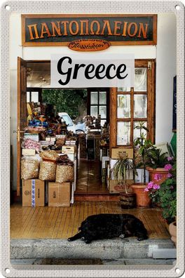 Blechschild Reise 20x30 cm Greece Griechenland Hund Lebensmittel Schild tin sign