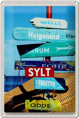 Blechschild Reise 20x30 cm Sylt Insel Deutschland Helgoland Schild tin sign