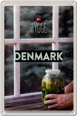Blechschild Reise 20x30 cm Dänemark Gurken im Glas Fenster Deko Schild tin sign