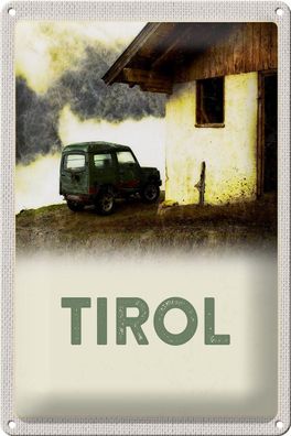 Blechschild Reise 20x30 cm Tirol Haus auf den Bergen Auto Deko Schild tin sign