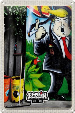 Blechschild Reise 20x30cm Berlin Graffiti Donald Trump Street Art Schild tin sign
