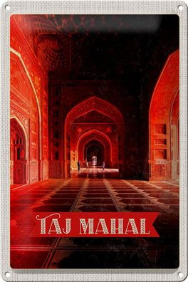 Blechschild Reise 20x30 cm Indien Taj Mahal innen Flur Deko Schild tin sign