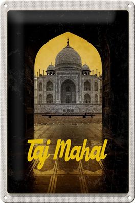 Blechschild Reise 20x30cm Indien Islam Taj Mahal Kultur Religiön Schild tin sign