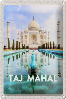 Blechschild Reise 20x30 cm Indien Vordergarten Taj Mahal Deko Schild tin sign