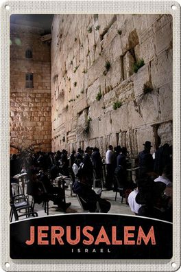 Blechschild Reise 20x30 cm Jerusalem Israel Gebet beten Deko Schild tin sign