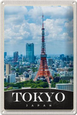 Blechschild Reise 20x30 cm Tokyo Stadt Japan Asien Stadt Deko Schild tin sign