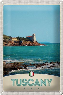 Blechschild Reise 20x30 cm Toskana Italien Meer Strand Haus Schild tin sign