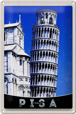 Blechschild Reise 20x30 cm Pisa Italien Schiefer Turm von Pisa Schild tin sign