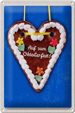 Blechschild Reise 20x30 cm München Oktoberfest Lebkuchen Herz Schild tin sign