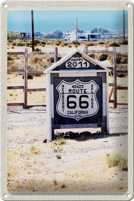 Blechschild Reise 20x30 cm Amerika USA California 2011 Route 66 Schild tin sign