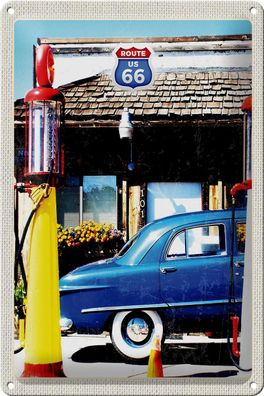 Blechschild Reise 20x30 cm Amerika Chicago Route 66 Tankstelle Schild tin sign