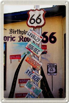 Blechschild Reise 20x30 cm USA Amerika US Highway Route 66 Schild tin sign