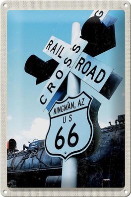 Blechschild Reise 20x30 cm Amerika Route 66 Kingman AZ Crossing Schild tin sign