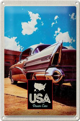 Blechschild Reise 20x30 cm USA Amerika Auto 75 Oldtimer Urlaub Schild tin sign