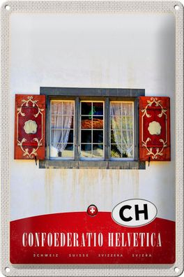 Blechschild Reise 20x30 cm Confederation Helvetica Natur Haus Schild tin sign