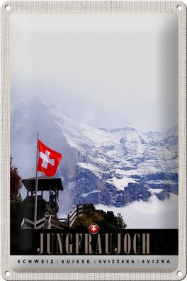 Blechschild Reise 20x30cm Jungfraujoch Schweiz Wintertraum Natur Schild tin sign