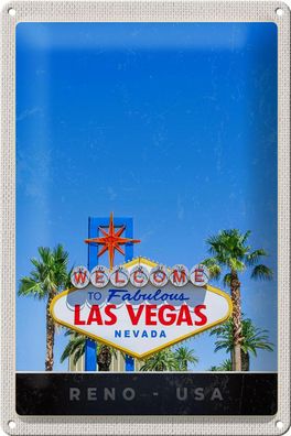 Blechschild Reise 20x30 cm Las Vegas Nevada Amerika USA Casino Schild tin sign