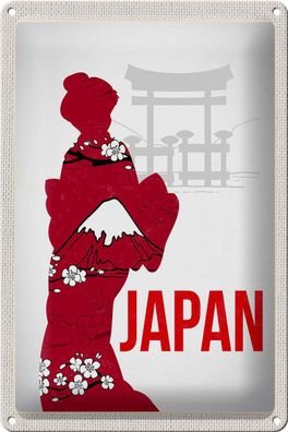 Blechschild Reise 20x30 cm Japan Asien Tradionelle Kimono Kleid Schild tin sign