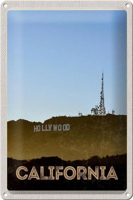 Blechschild Reise 20x30 cm California Amerika Hollywood Star Schild tin sign