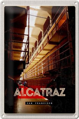 Blechschild Reise 20x30 cm San Francisco Alcatraz Gefängnis Schild tin sign