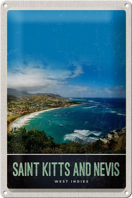 Blechschild Reise 20x30 cm Saint Kitts and Nevis Amerika Urlaub Schild tin sign
