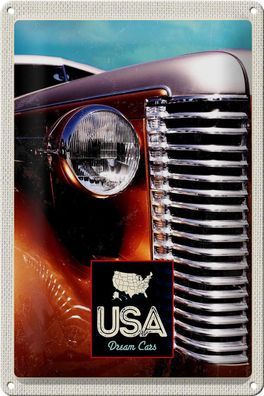 Blechschild Reise 20x30 cm USA Amerika Auto braun Oldtimer Schild tin sign