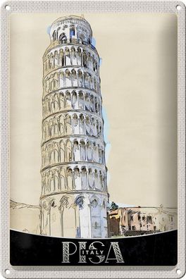 Blechschild Reise 20x30cm Pisa Italien Schiefer Turm Architektur Schild tin sign