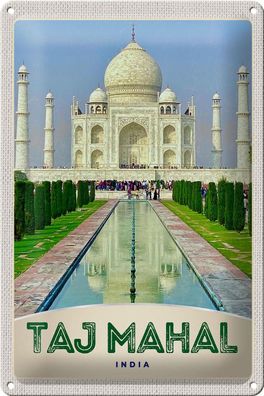 Blechschild Reise 20x30 cm Taj Mahal Agra Moschee Islam Muslime Schild tin sign