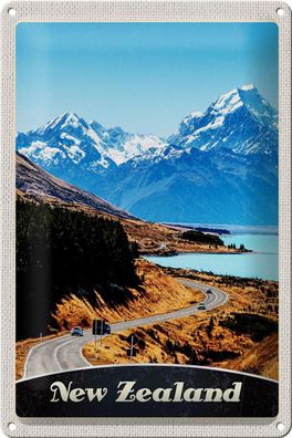 Blechschild Reise 20x30cm Neuseeland Europa Stadt Urlaub Gebirge Schild tin sign