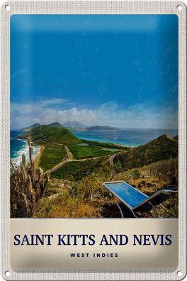 Blechschild Reise 20x30 cm Saint Kitts and Nevis Amerika Insel Schild tin sign
