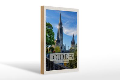 Holzschild Reise 20x30 cm Sanctuaires Notre-Dame de Lourdes Schild wooden sign