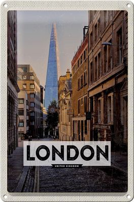Blechschild Reise 20x30 cm London UK Innenstadt Reiseziel Trip Schild tin sign