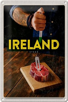 Blechschild Reise 20x30 cm Irland irländisches Hereford Steak Schild tin sign