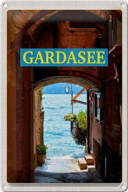 Blechschild Reise 20x30 cm Gardasee Italien See Urlaub Sommer Schild tin sign