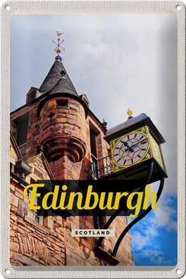 Blechschild Reise 20x30 cm Edinburgh Scotland Altstadt Metall Schild tin sign
