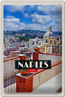 Blechschild Reise 20x30 cm Naples Italy Neapel Panorama Himmel Schild tin sign
