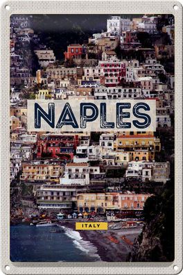 Blechschild Reise 20x30cm Naples Italy Neapel guide of city Meer Schild tin sign