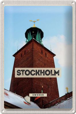 Blechschild Reise 20x30 cm Stockholm Schweden Schnee Reise Schild tin sign
