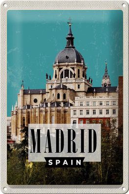 Blechschild Reise 20x30 cm Madrid Spanien Urlaubsort Geschenk Schild tin sign
