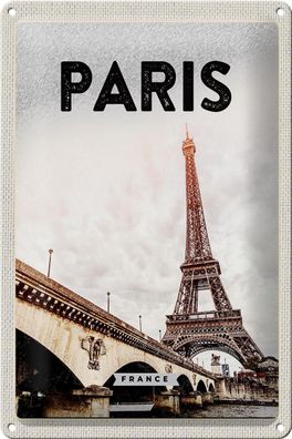 Blechschild Reise 20x30 cm Paris Frankreich Eiffelturm Tourismus Schild tin sign