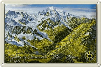Blechschild France 30x20 cm Vallee de Chamonix Mont Blanc Deko Schild tin sign