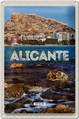 Blechschild Reise 20x30 cm Aligante Spain Spanien Meer Urlaub Schild tin sign